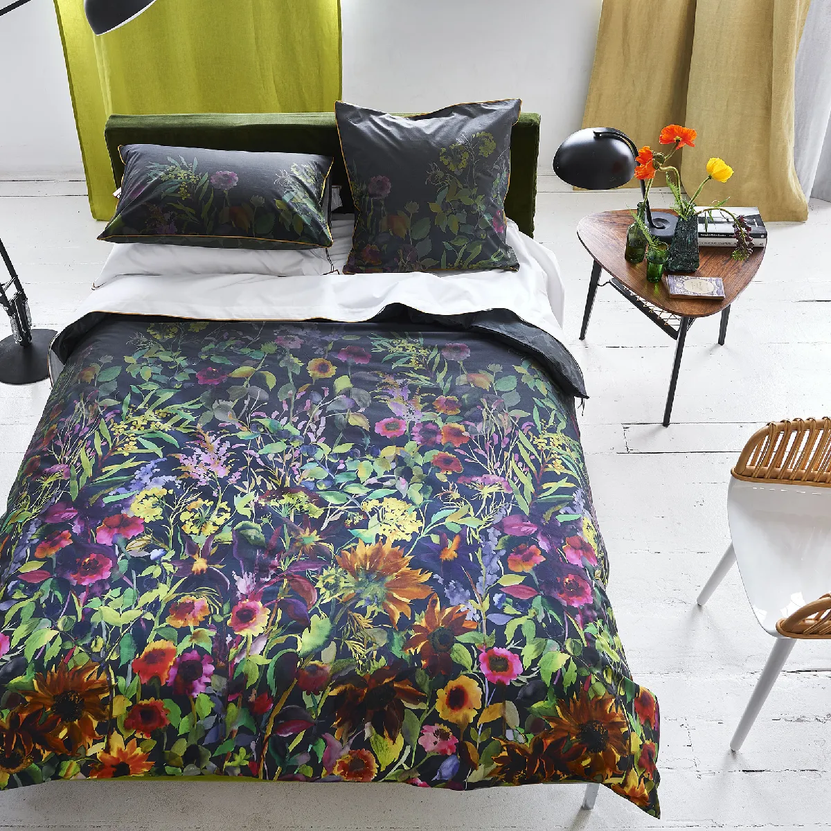 DESIGNERS GUILD  Housse de couette en Percale de coton - 140 x 200 cm - Graphite