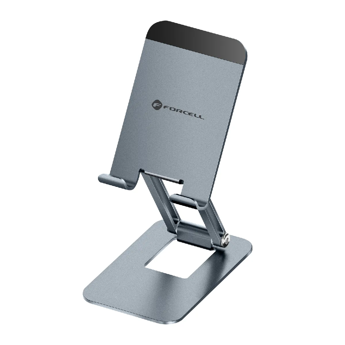 Forcell Gris Support Bureau Pour Smartphone / Tablette Pliable Ultra Compact En Aluminium