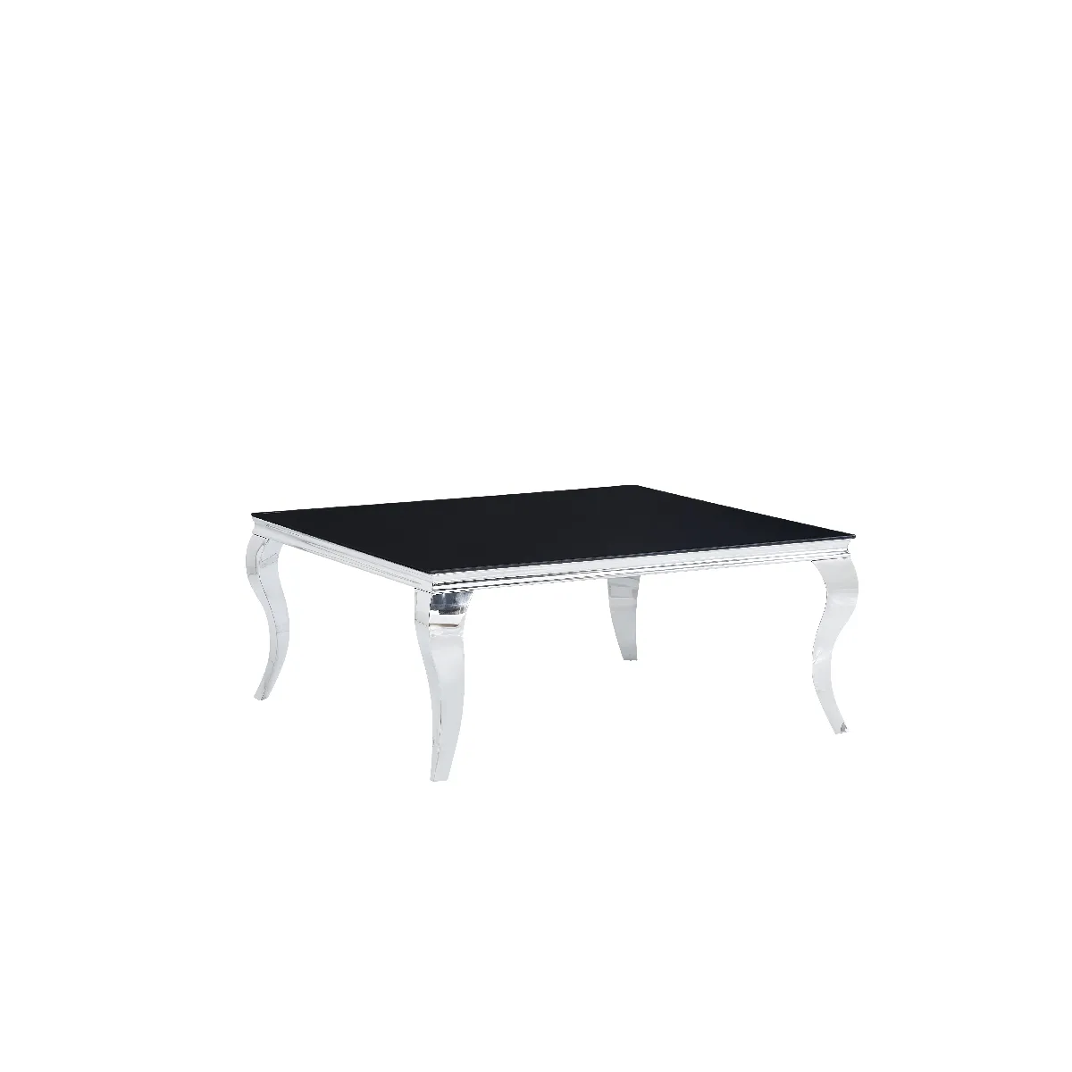 Comparer les prix de Table Basse Carrée Chrome Verre Noir 100x100x45 cm BAROQUE