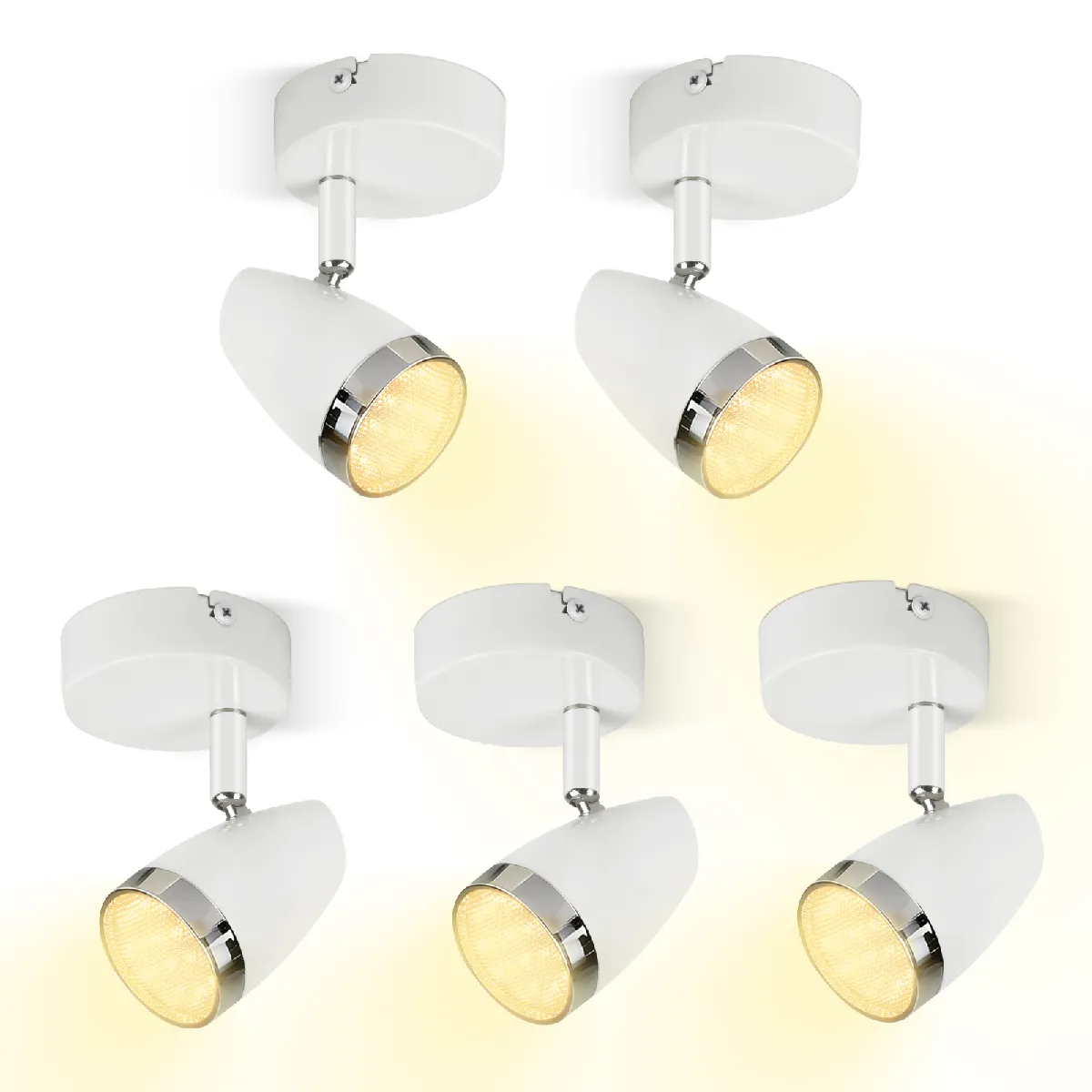 Zmh lot de 5 spots plafond LED - Blanc