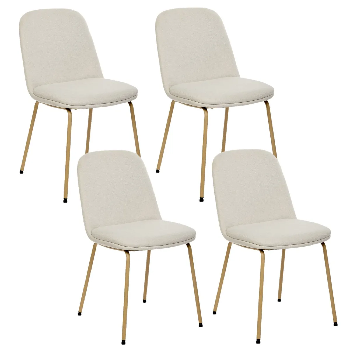 Lot de 4 chaises en tissu et pieds métal NEORA et bois