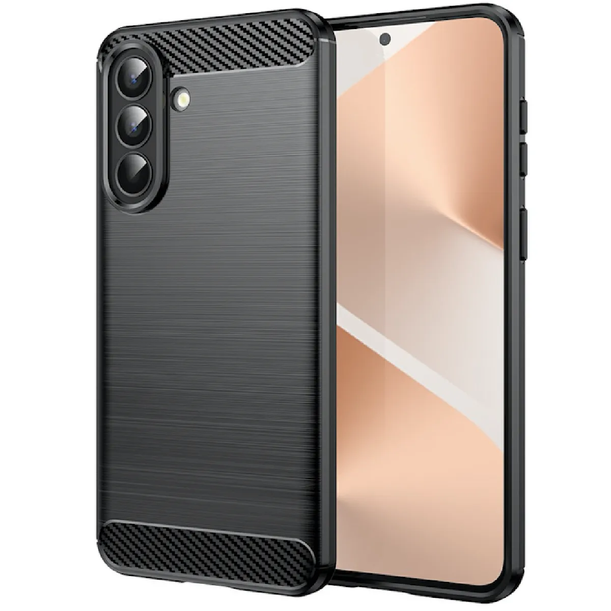 Htdmobiles Noir Coque Pour Samsung Galaxy A57 5G - Housse Etui Silicone Gel Carbone + Verre Trempe