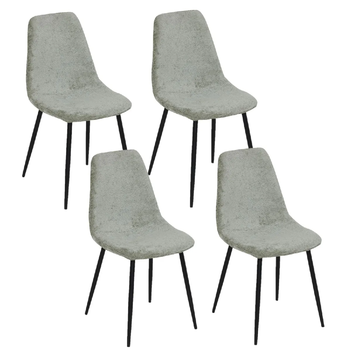 Lot de 4 chaises en tissu chenille et pieds métal TYKA