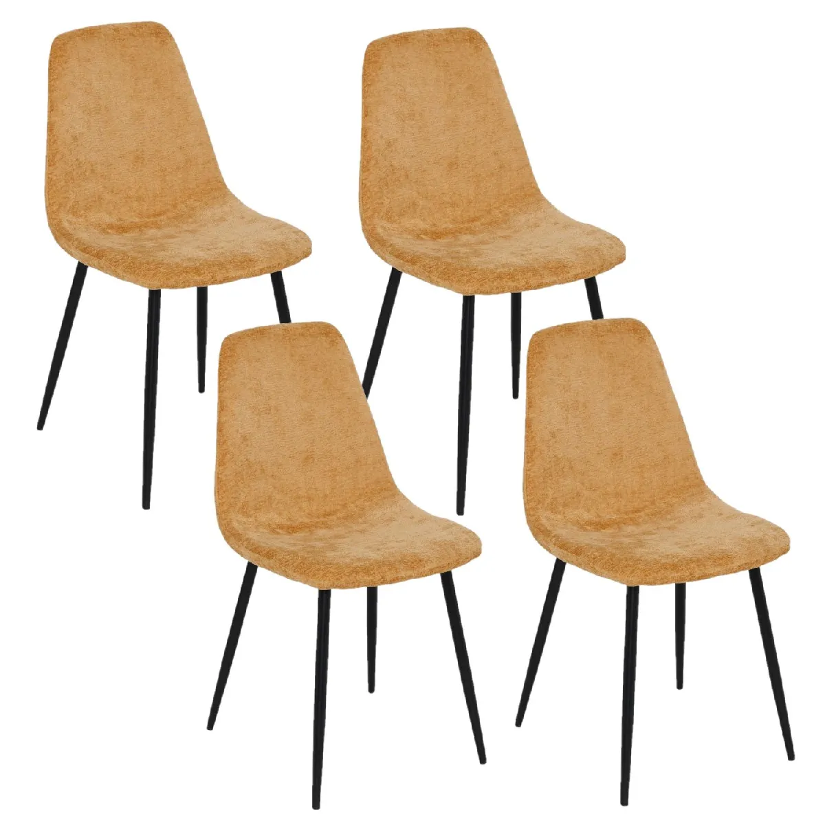 Lot de 4 chaises en tissu chenille et pieds métal TYKA - vue 2