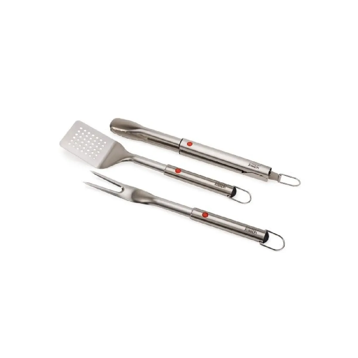 GrillOut™ Joseph Joseph set 3 pièces BBQ fourchette spatule pinces inox