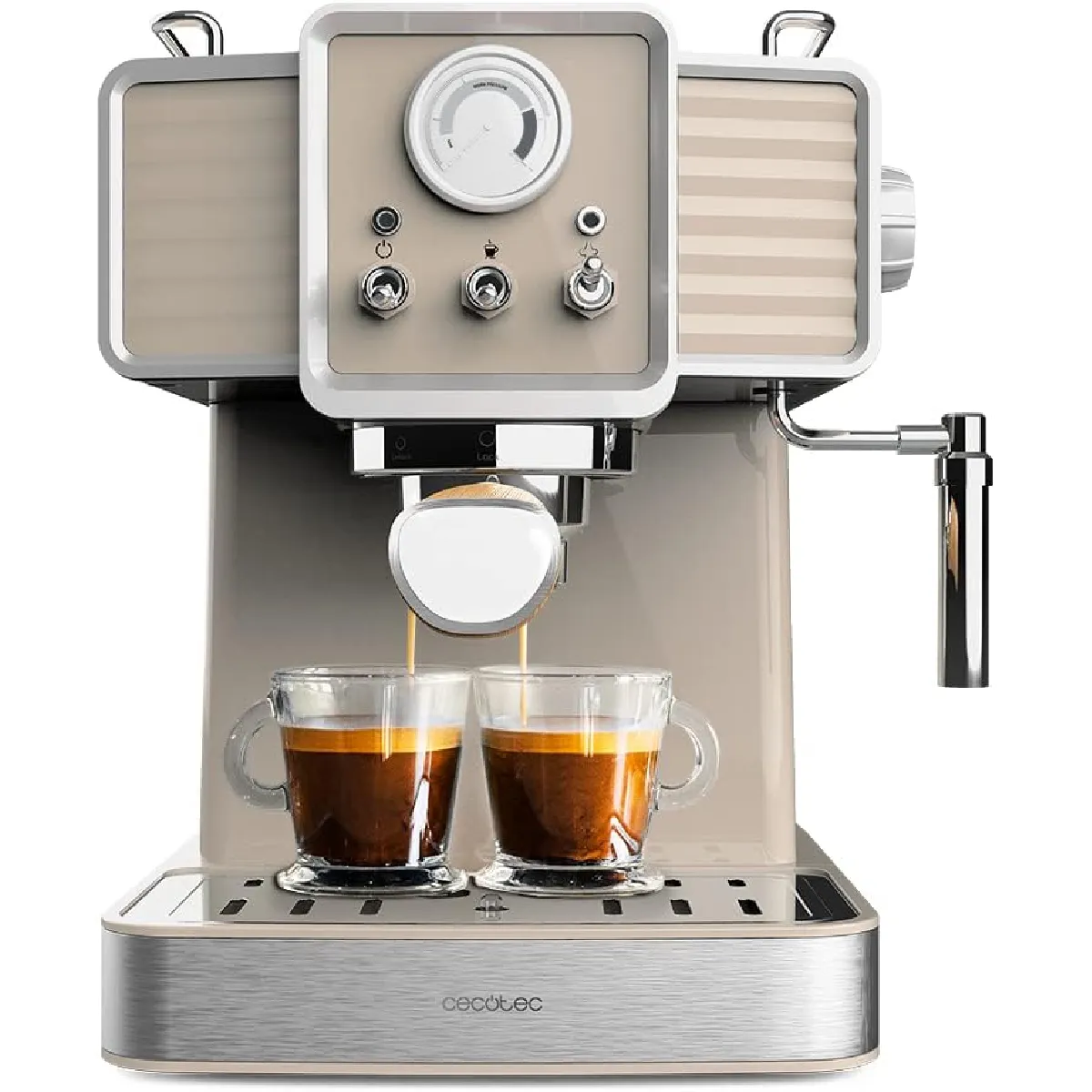 CECOTEC Machine &agrave; Expresso R&eacute;tro 1,5 L Beige 20 Bars