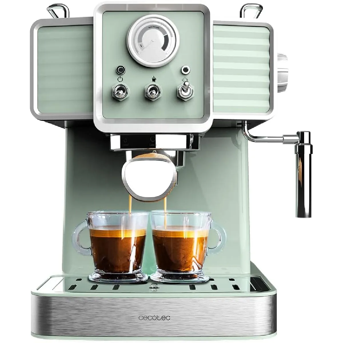 CECOTEC Machine &agrave; Expresso R&eacute;tro 1,5 L Vert Clair 20 Bars