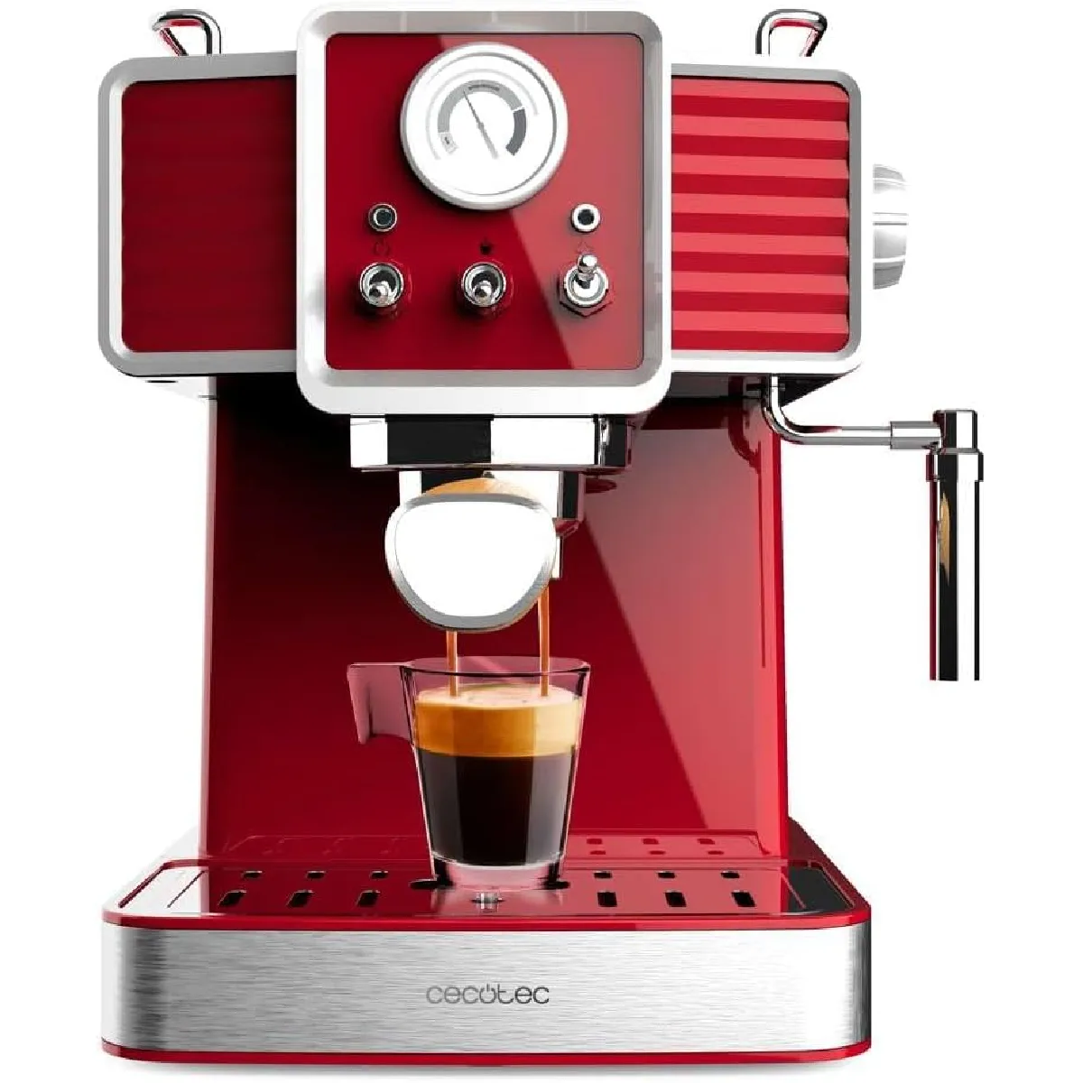 CECOTEC Machine &agrave; Expresso Vintage Rouge 1,5 L 20 Bars