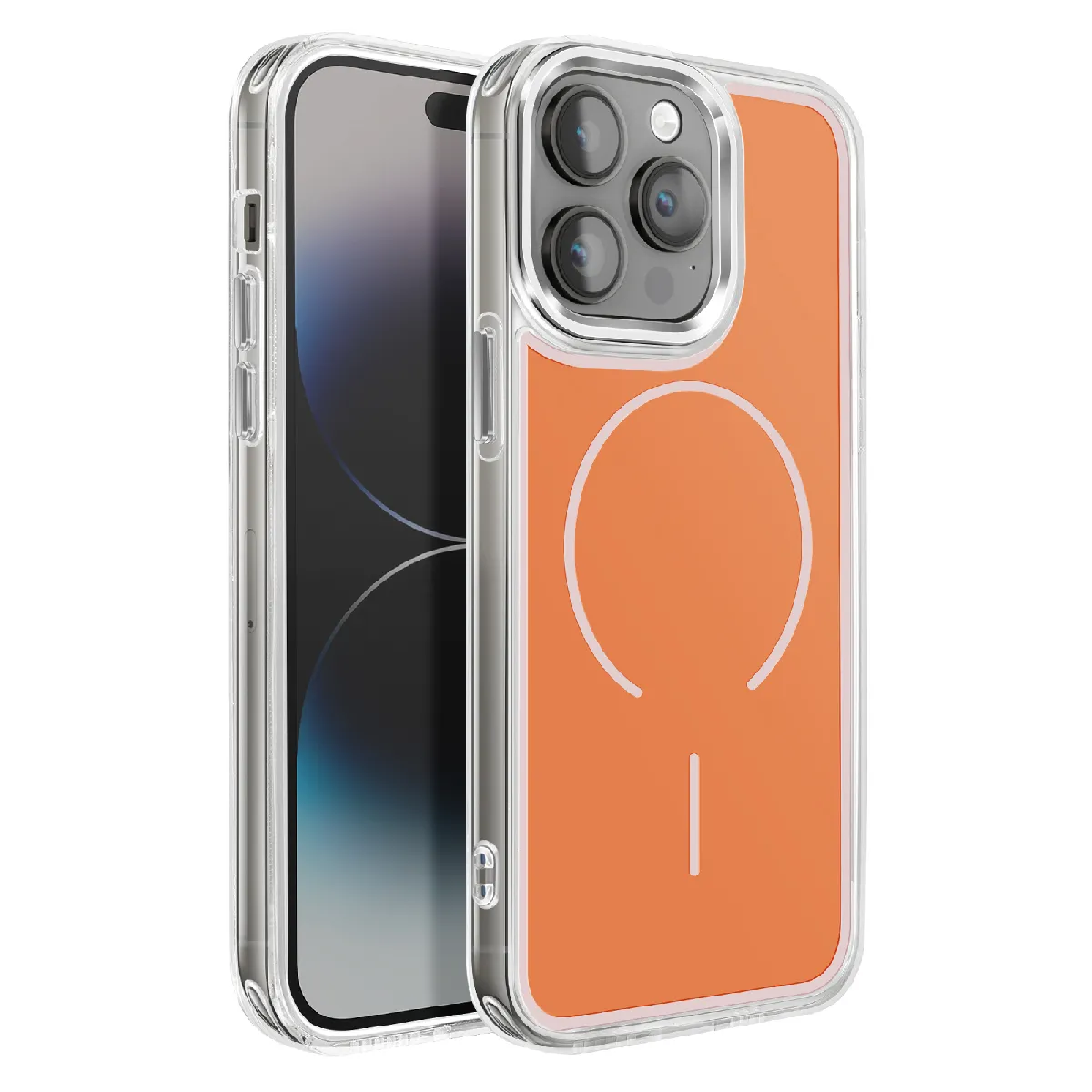 Avizar Orange Coque Magsafe Pour Iphone 14 Pro Max Protection Bi-Matière Ultra Renforcé