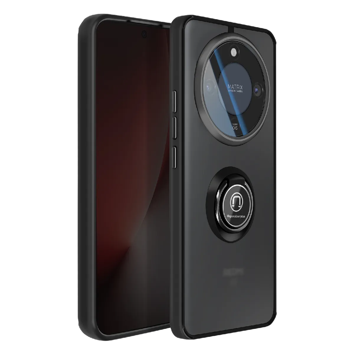 Avizar Noir Coque Pour Honor Magic 8 Lite Protection Bi-Matière Avec Bague Magnétique
