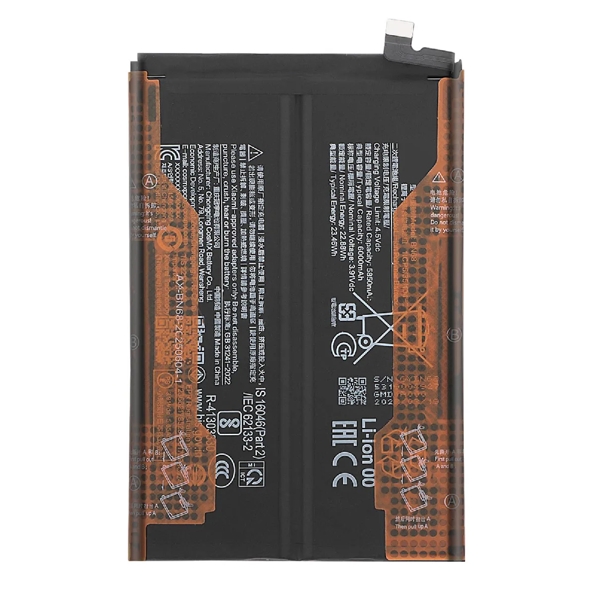 Xiaomi Batterie de Remplacement Service Pack pour Redmi 15C 4G Li ion 3. 6000mAh