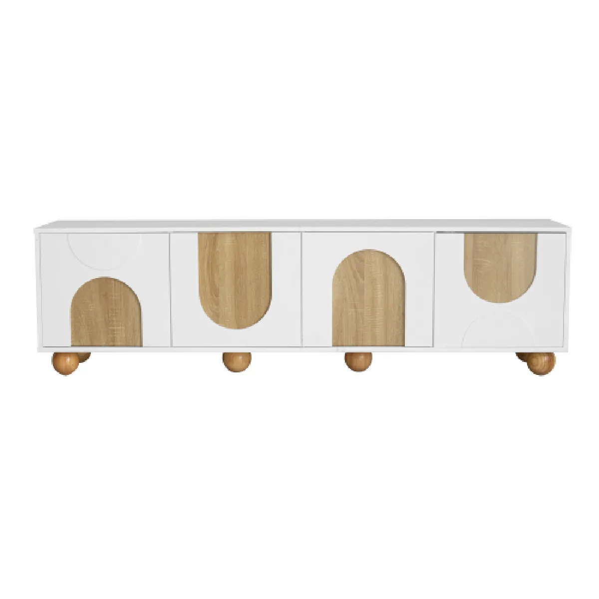 Meuble TV vintage effet bois 175 cm 4 portes