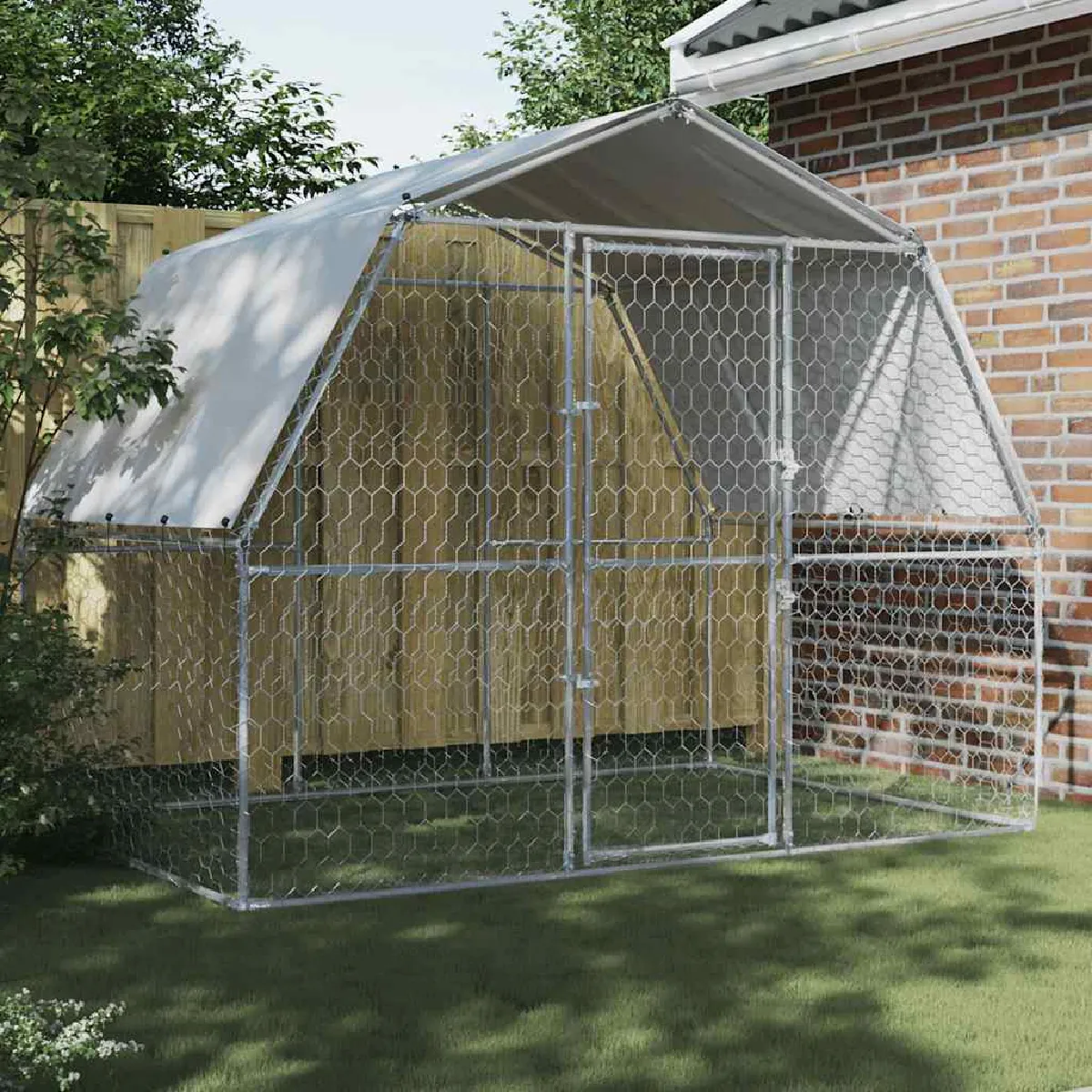 Vidaxl Cage Pour Chiens Avec Toit Et Porte Acier Galvanisé