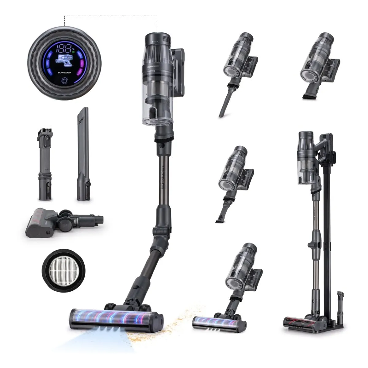 Schneider Sch v55p 180 Airwatts Aspirateur Balai Sans Fil Tube Pliable - vue 6