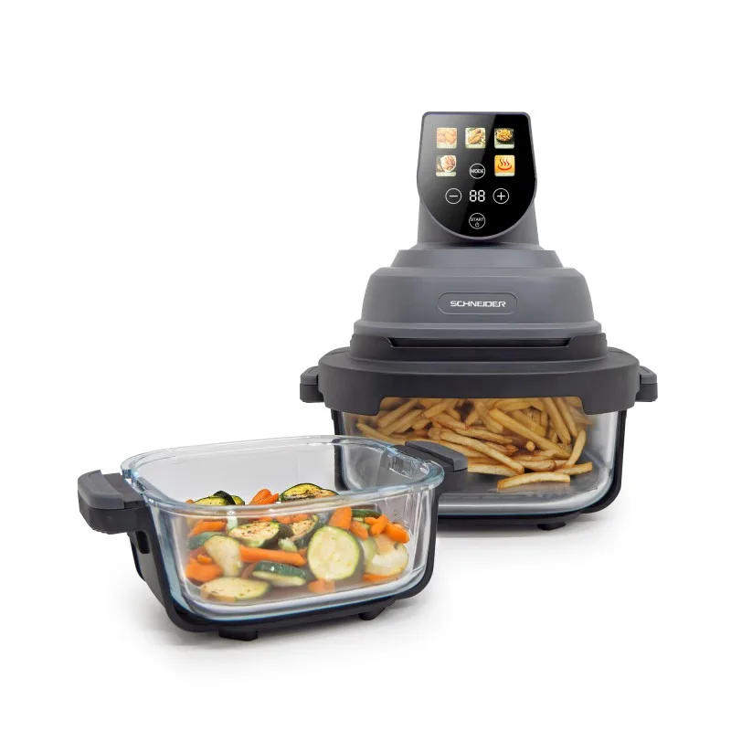 Friteuse À Air Schneider Crispi – 1500 W, 2 Bacs en Verre, Cuisson Saine - vue 10