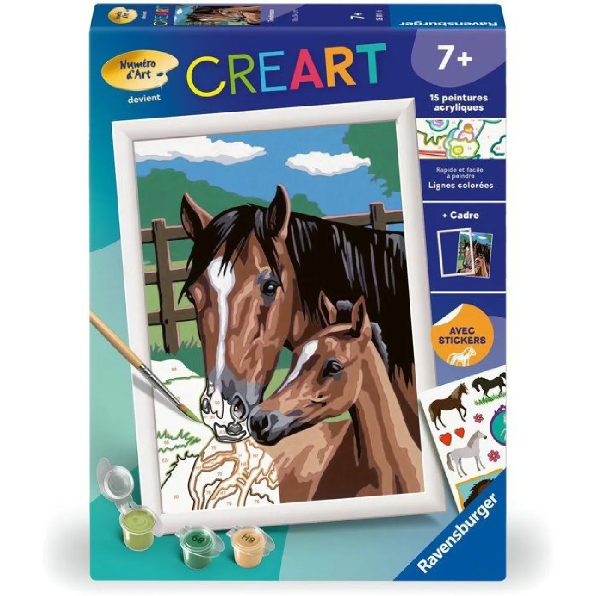 Ravensburger CreArt Kids 18x24 cm Numéro d'art Tendresse Kit de Peinture par numéros avec Autocollants Dès 25811 - vue 3