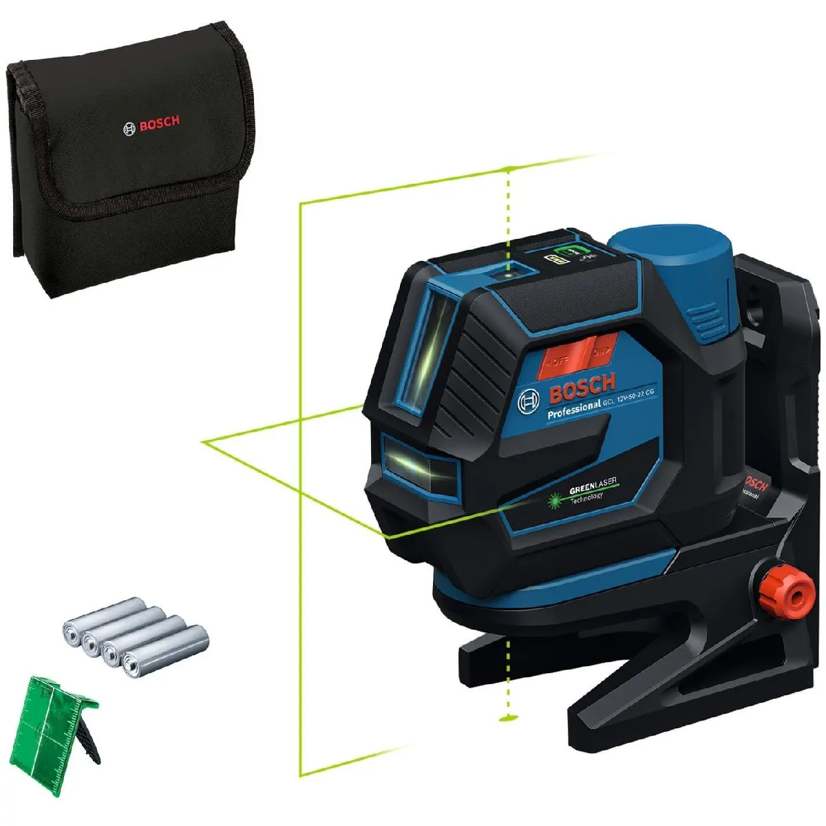 Bosch Professional laser combiné GCL 12V 50 22 CG jusqu’à 50m Dual Power support RM 20 4 piles 15V LR6 AA housse - vue 9