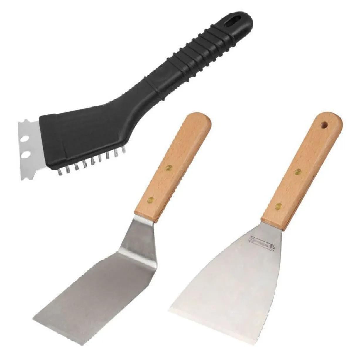 Fm Professional Noir,Bois,Inox Ensemble 3 Ustensiles Professionnels Pour Plancha - Image 4