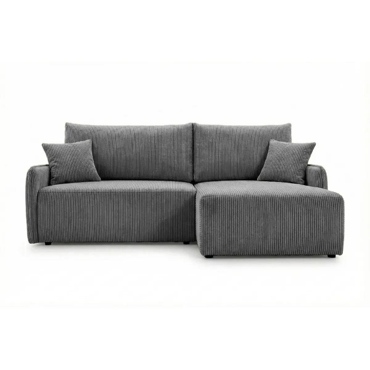 Canapé d'angle convertible petit velours côtelé 3 places Droit