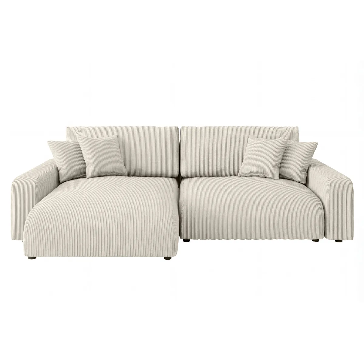 Canapé d'angle convertible velours côtelé 4 places - vue 4