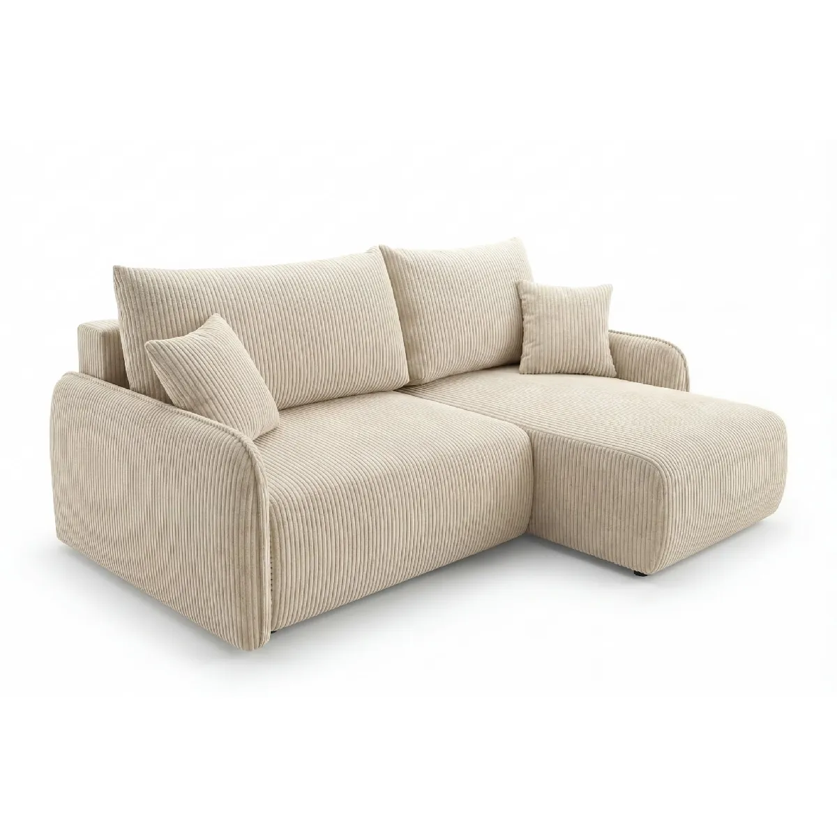 Canapé d'angle convertible petit velours côtelé 3 places Droit