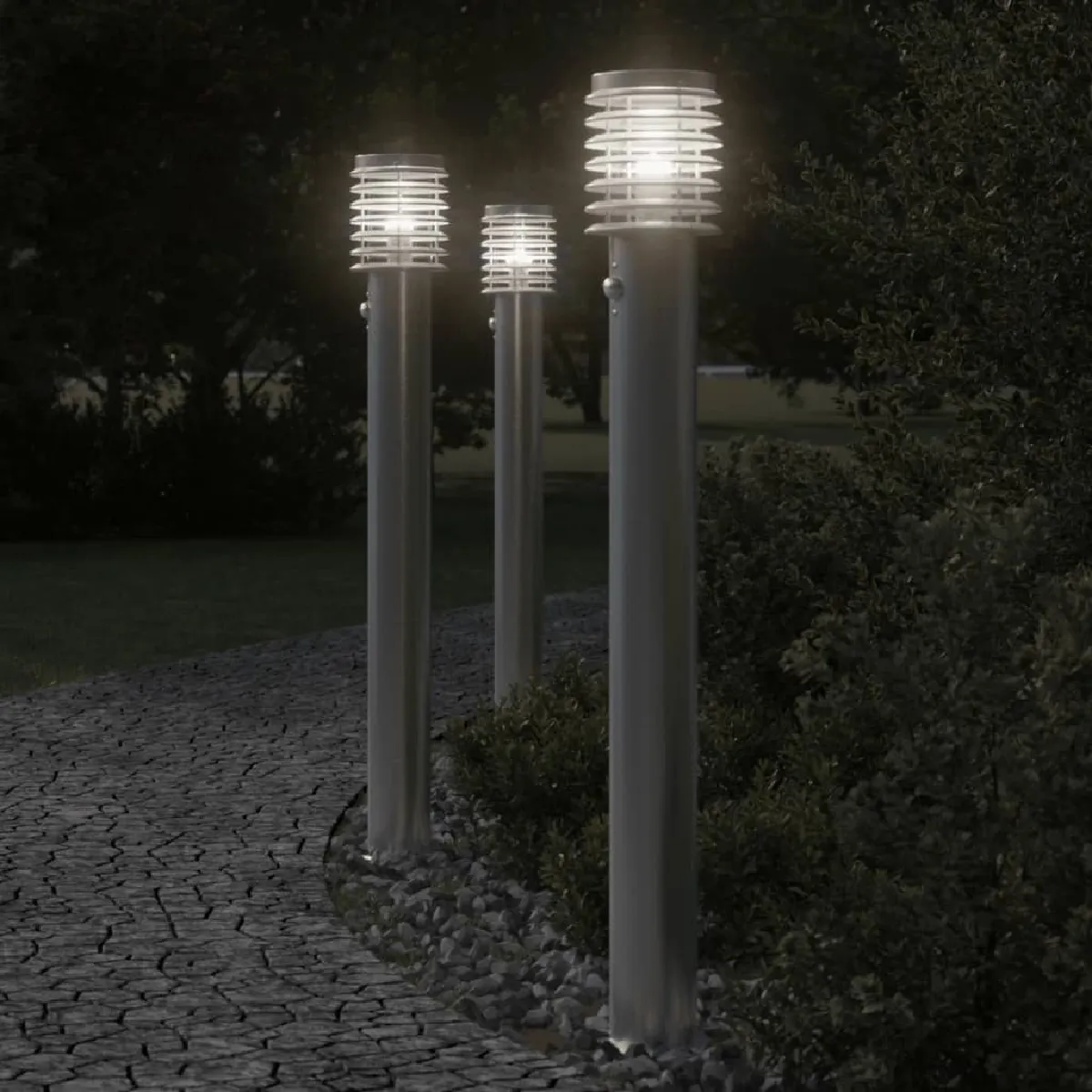 vidaXL Lampadaire d'extérieur avec capteur acier inoxydable éclairage au sol d'extérieur éclairage au sol de 4006367 - vue 3