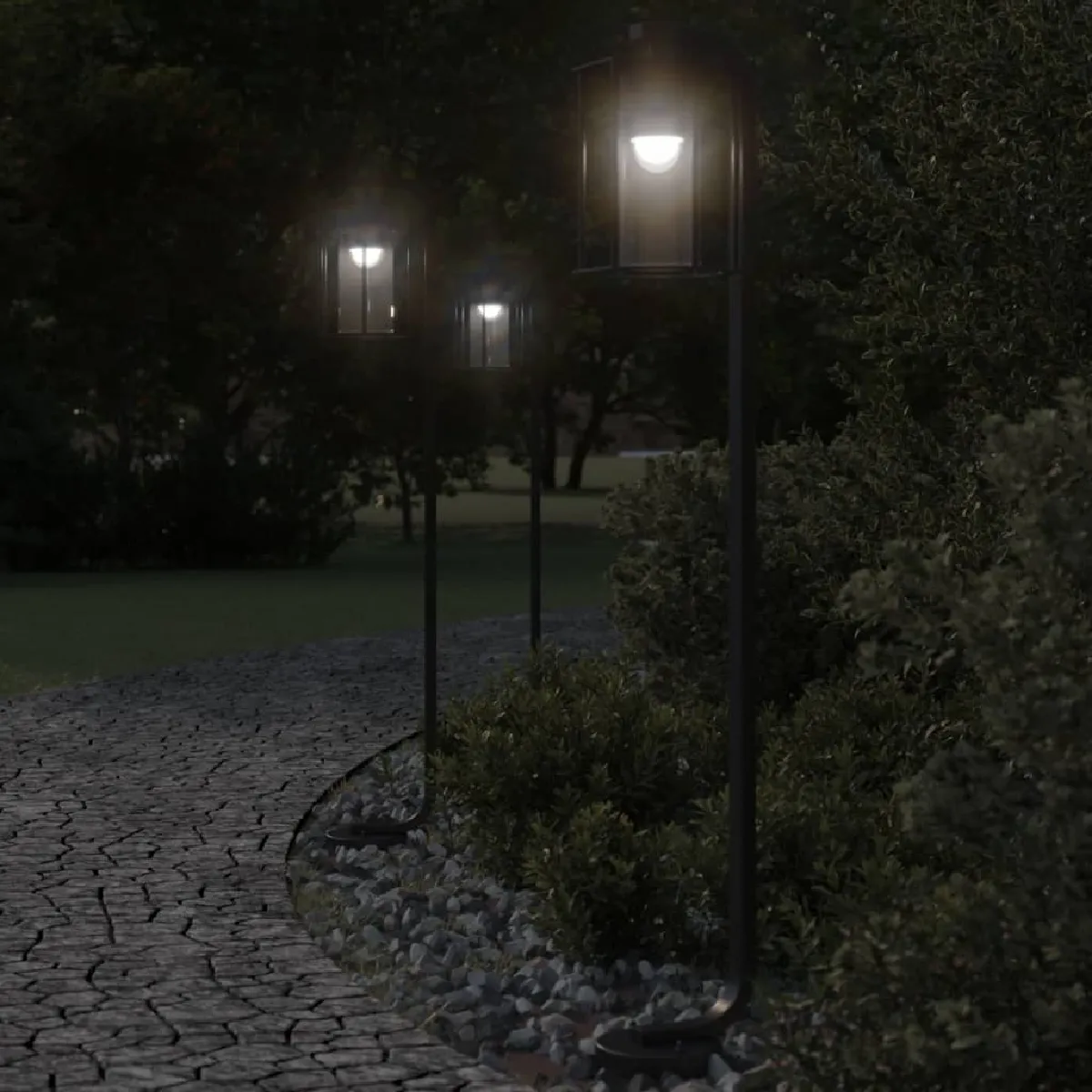vidaXL Lampadaires d'extérieur 3 pcs 100 cm acier inoxydable éclairage au sol d'extérieur éclairage au sol de jardin - vue 3