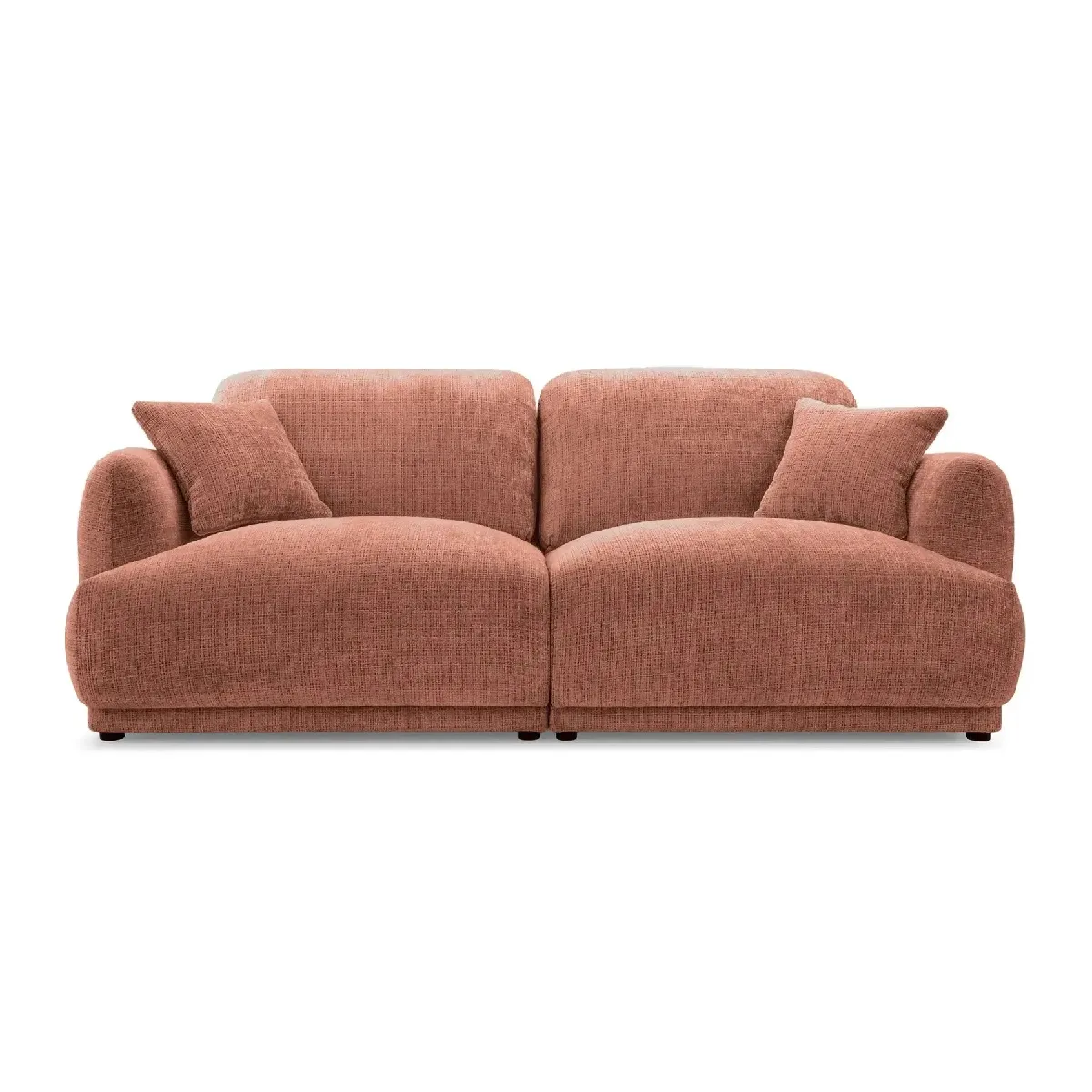 Canapé droit tissu chenille 2 places Terracotta