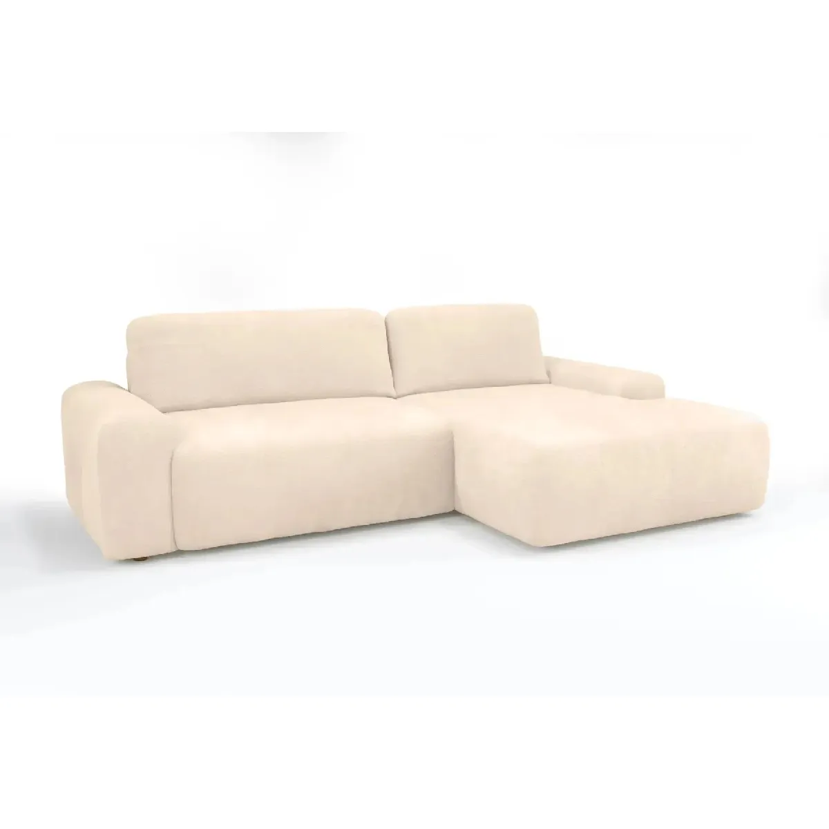 Canapé d'angle convertible tissu bouclette 4 places Droit - vue 4