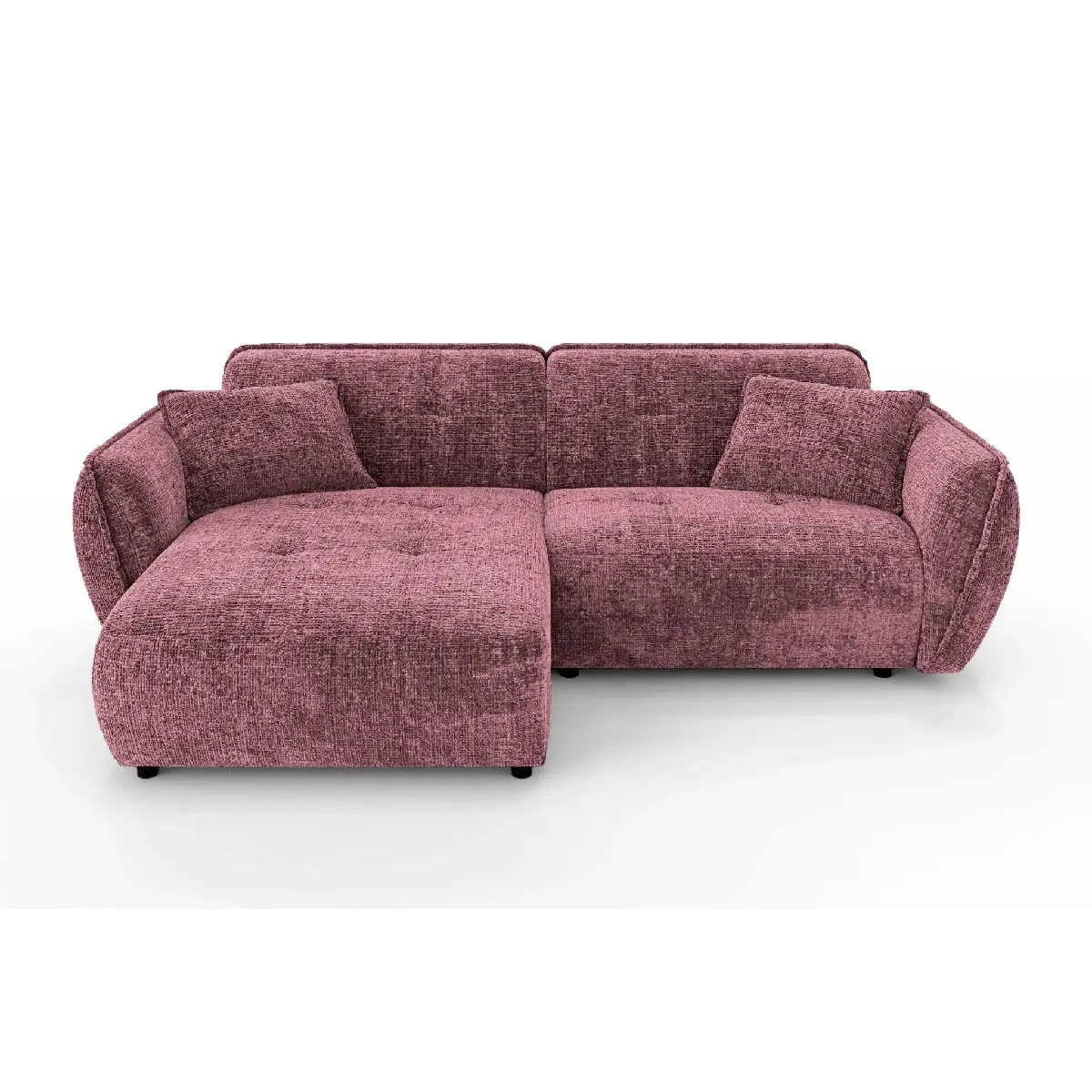 Canapé d'angle tissu chenille 4 places Bordeaux Droit