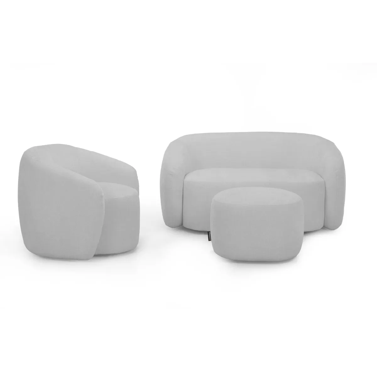 Pack canapé droit 2 places + fauteuil + pouf tissu - vue 5