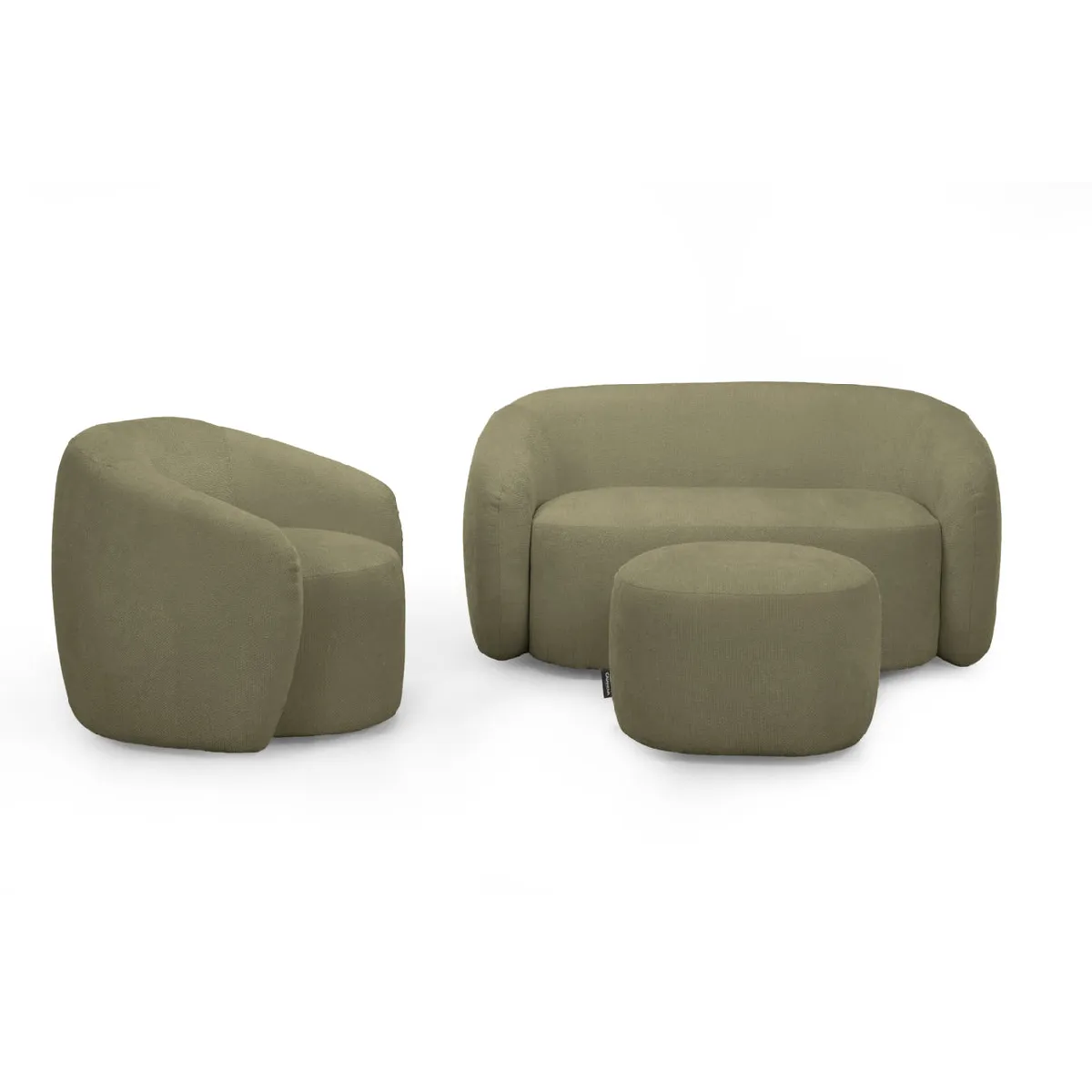 Pack canapé droit 2 places + fauteuil + pouf tissu - vue 4