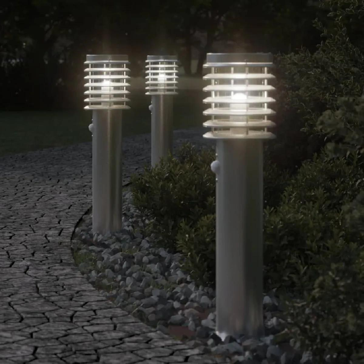 vidaXL Lampadaire d'extérieur avec capteur acier inoxydable éclairage au sol d'extérieur éclairage au sol de 4006367 - vue 2