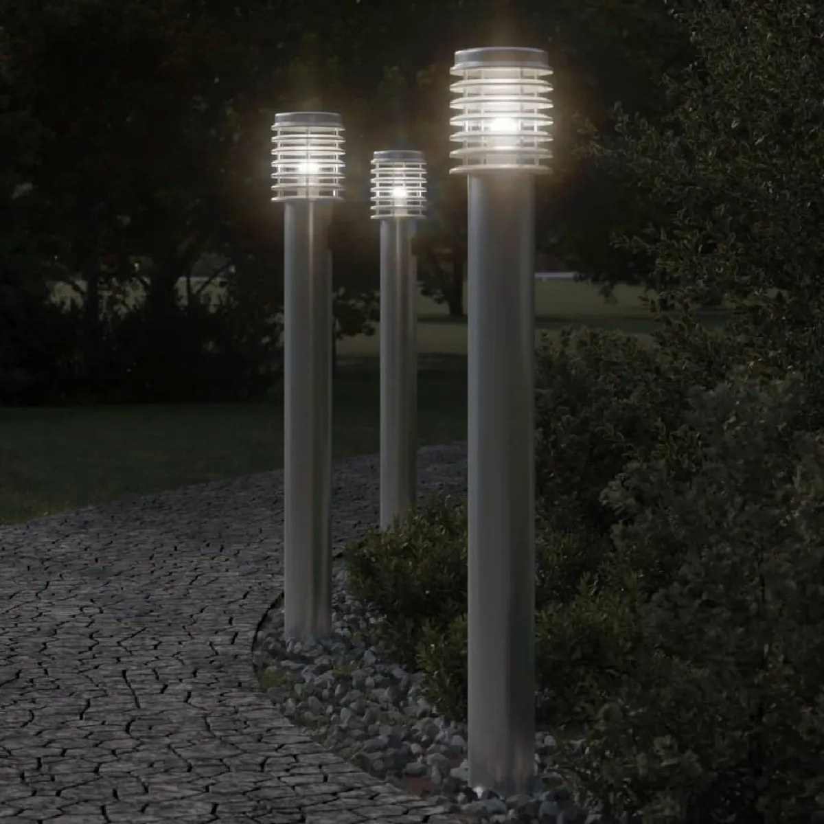vidaXL Lampadaire d'extérieur 110 cm acier inoxydable éclairage au sol d'extérieur éclairage au sol de jardin 4006359 - vue 2