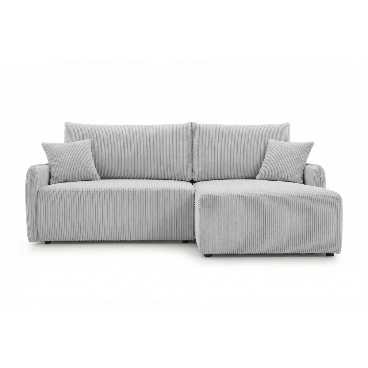 Canapé d'angle convertible petit velours côtelé 3 places Droit - vue 2