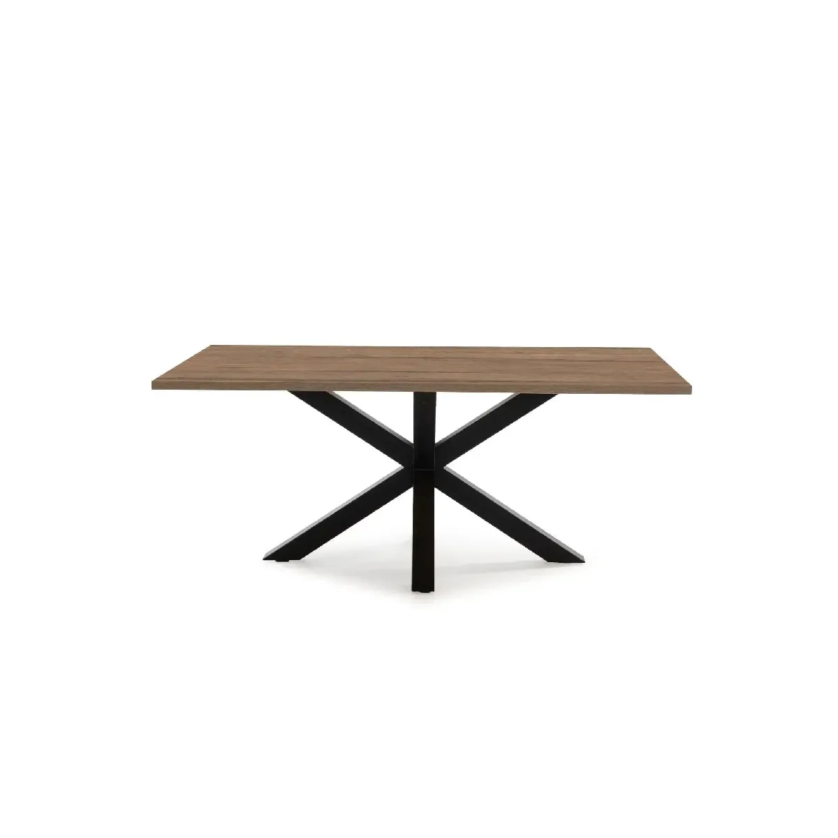 Comparer les prix de Table à manger rectangulaire 180 cm pieds en métal noir - Chêne foncé
