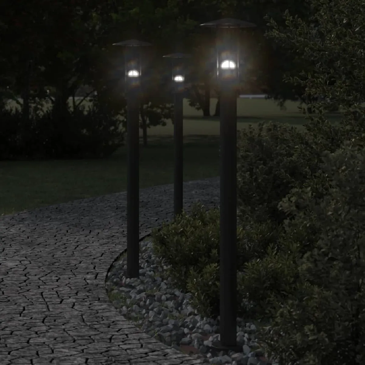 vidaXL Lampadaire d'extérieur 100 cm acier inoxydable éclairage au sol d'extérieur éclairage au sol de jardin 4006355 - vue 2