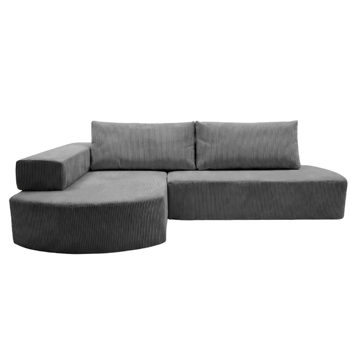 Canapé d'angle convertible velours côtelé 4 places Gauche