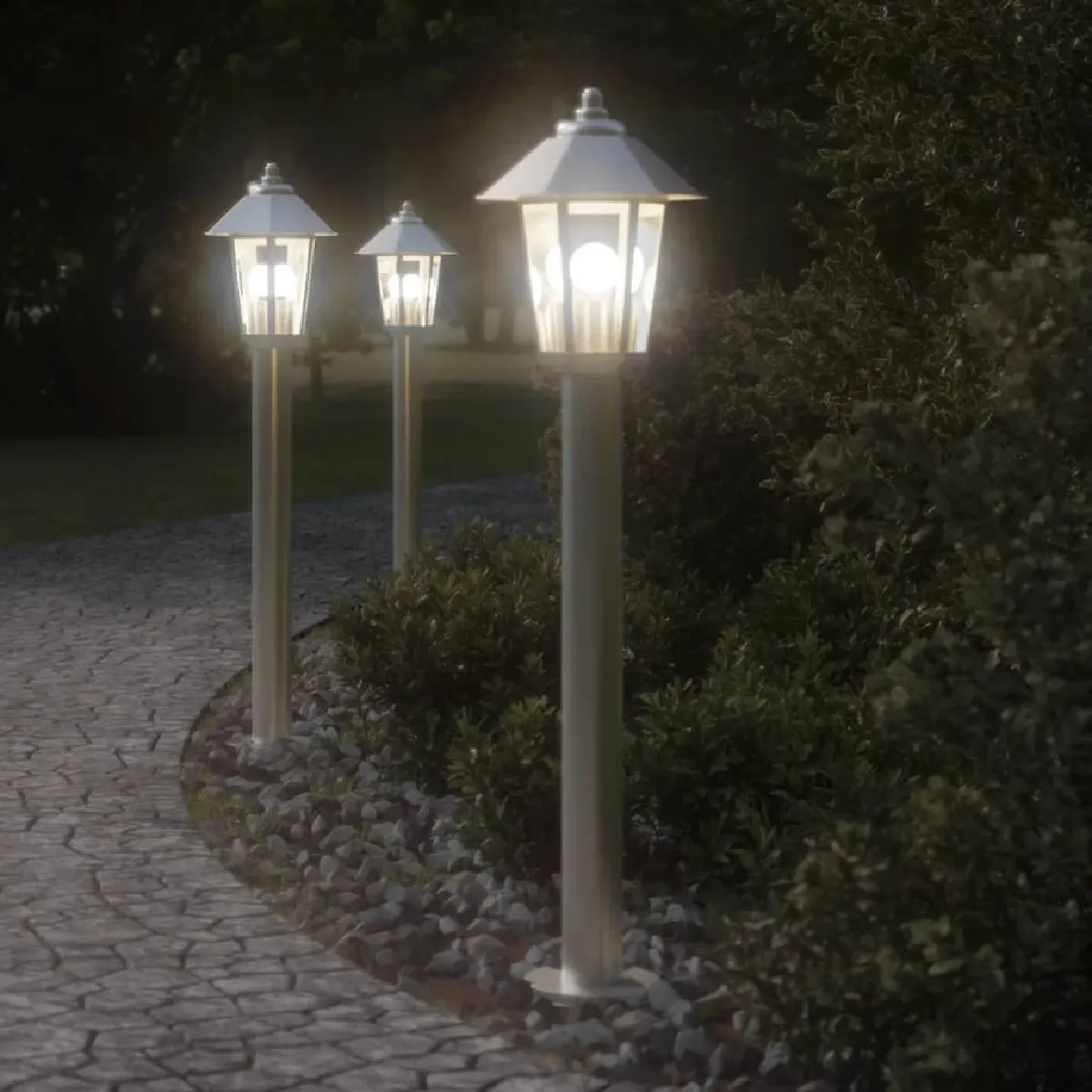 vidaXL Lampadaire d'extérieur 80 cm acier inoxydable éclairage au sol d'extérieur éclairage au sol de jardin 4006381 - vue 2