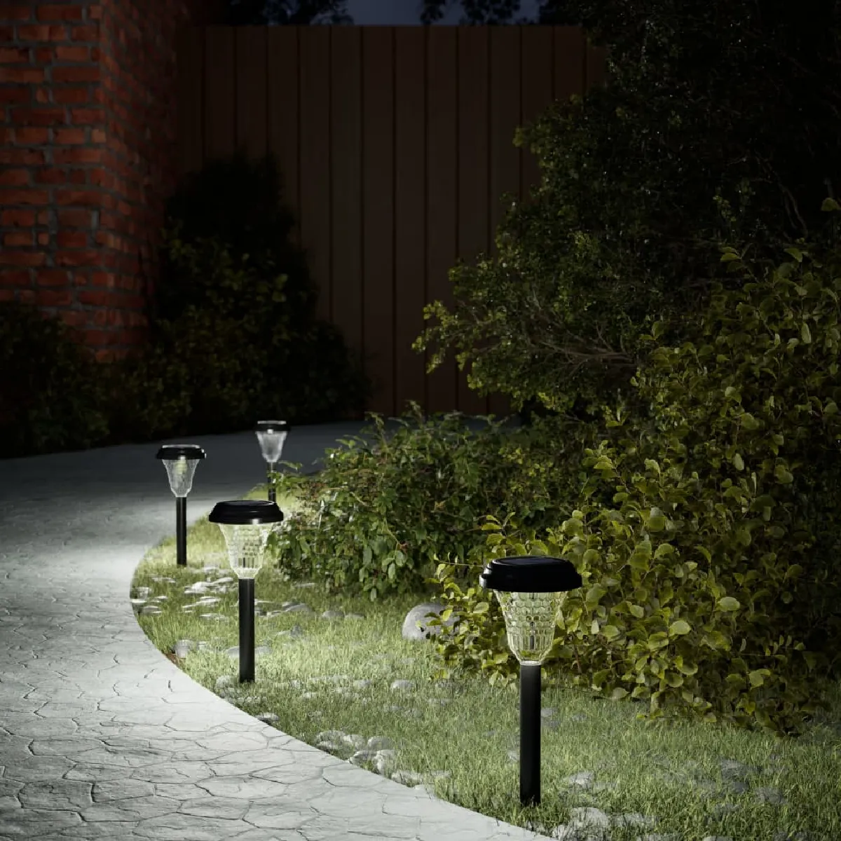 vidaXL Lampes solaires d'allées et piquets de sol 12 pcs éclairage solaire d'allée lampe solaire de jardin 4008191 - vue 2