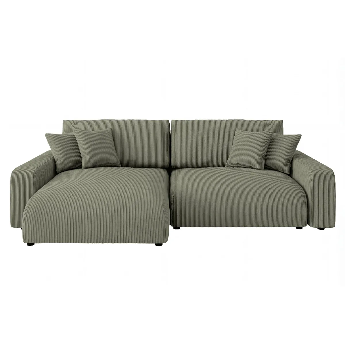 Canapé d'angle convertible velours côtelé 4 places - vue 8