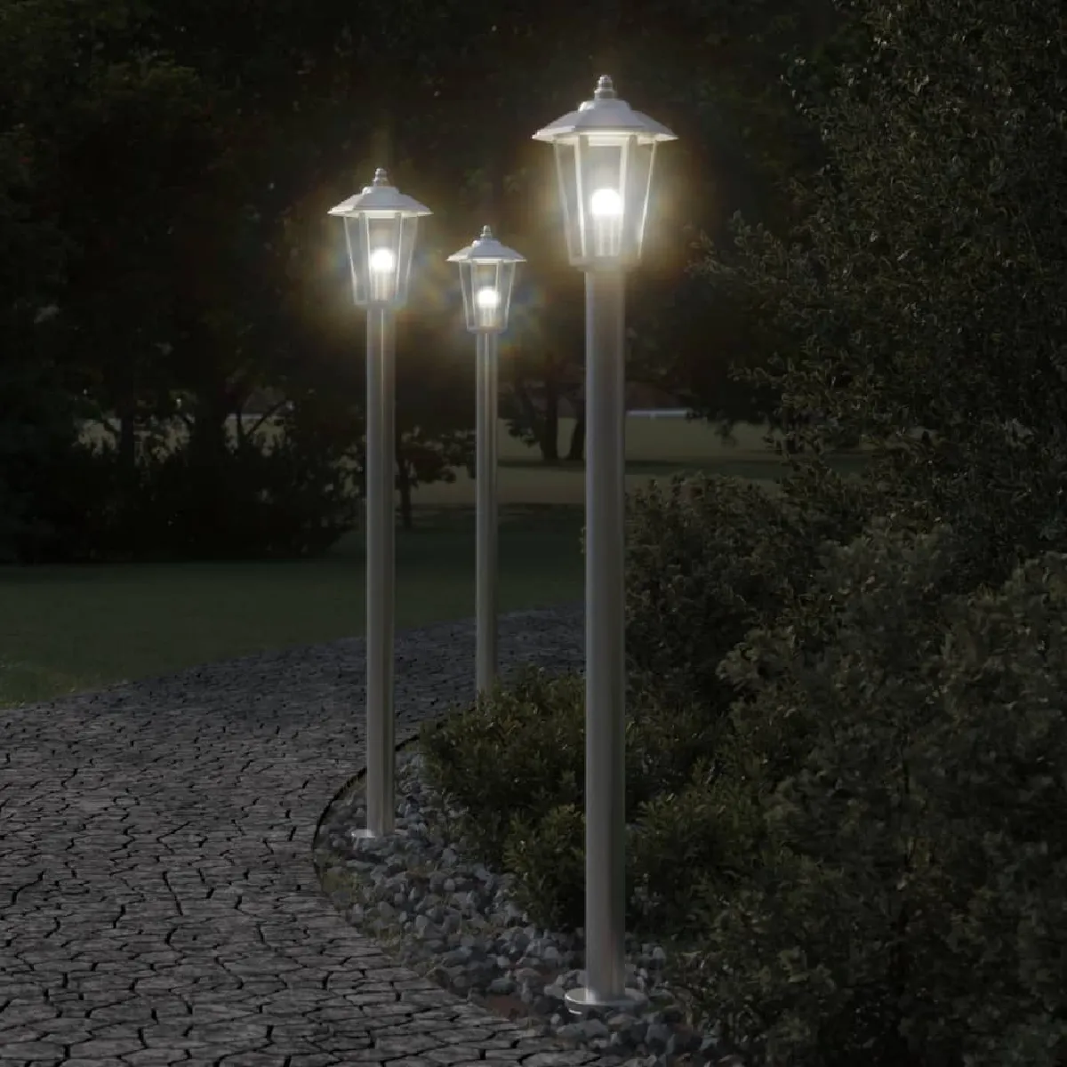 vidaXL Lampadaire d'extérieur 120 cm acier inoxydable éclairage au sol d'extérieur éclairage au sol de jardin 4006383 - vue 2