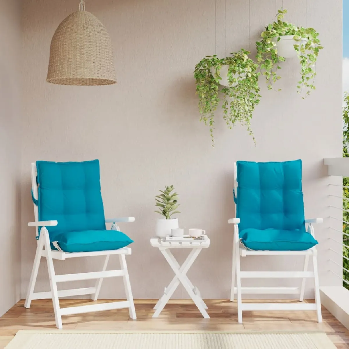 vidaXL Coussins de chaise à dossier bas lot de 2 bleu clair