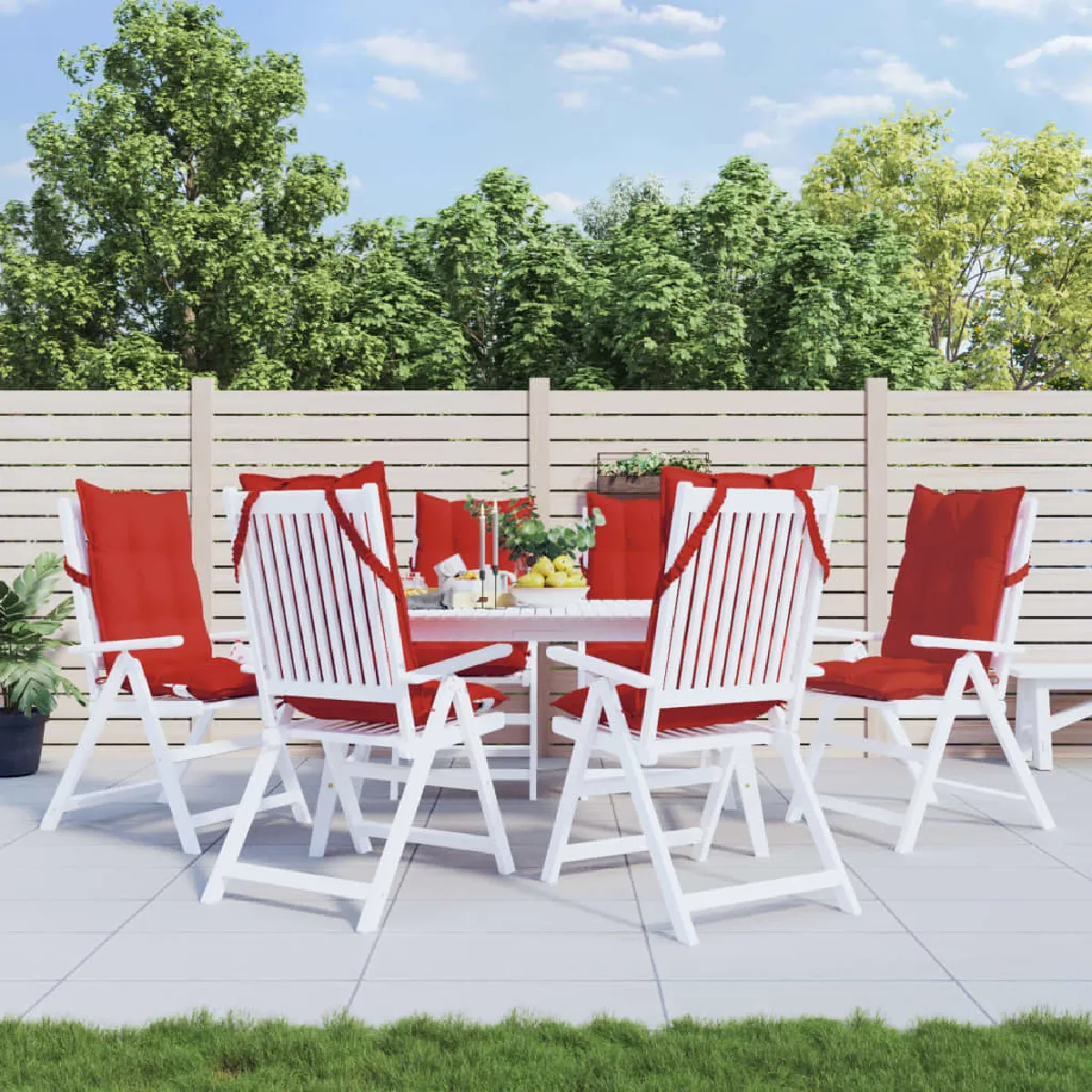 vidaXL Coussins de chaise à dossier haut lot de 6 rouge tissu oxford