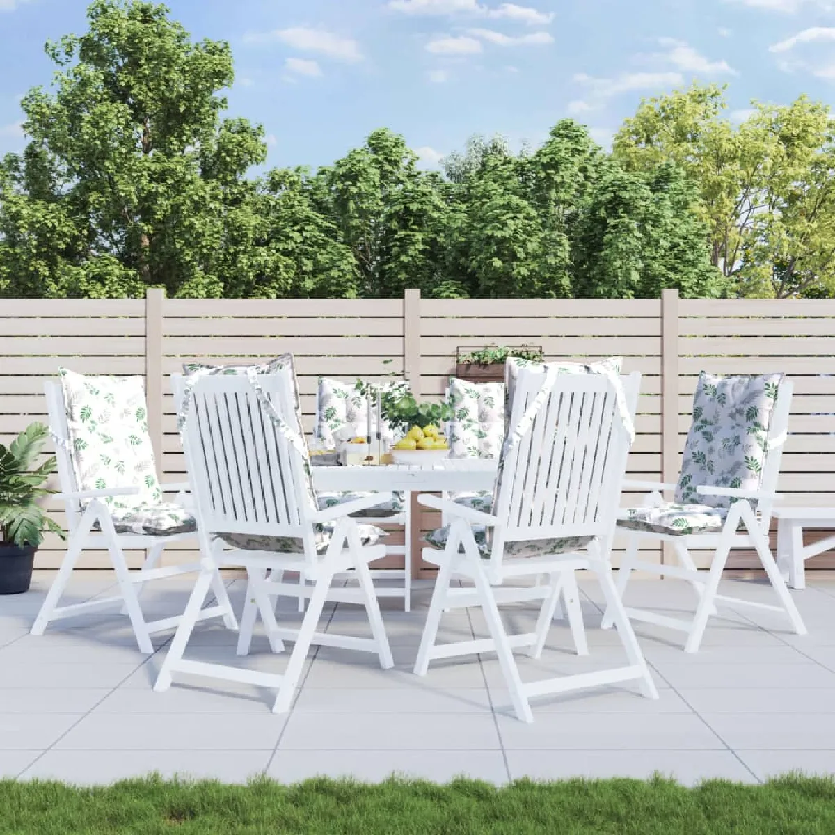 vidaXL Coussins de chaise lot de 4 Motif feuille