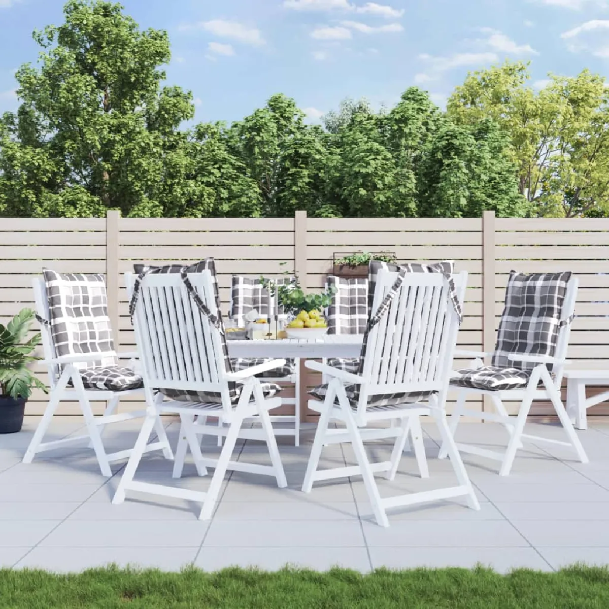 vidaXL Coussins de chaise Carreaux Rouges - vue 4