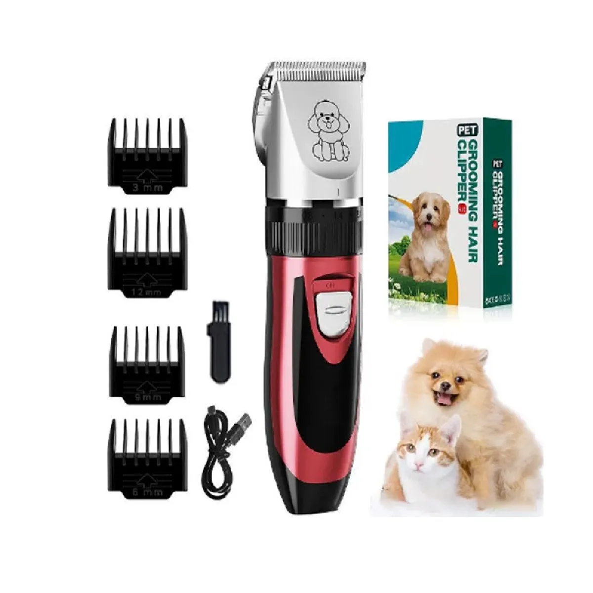 Meilleurs prix pour Tondeuse électrique pour animaux de compagnie avec tête en céramique améliorée - Rouge