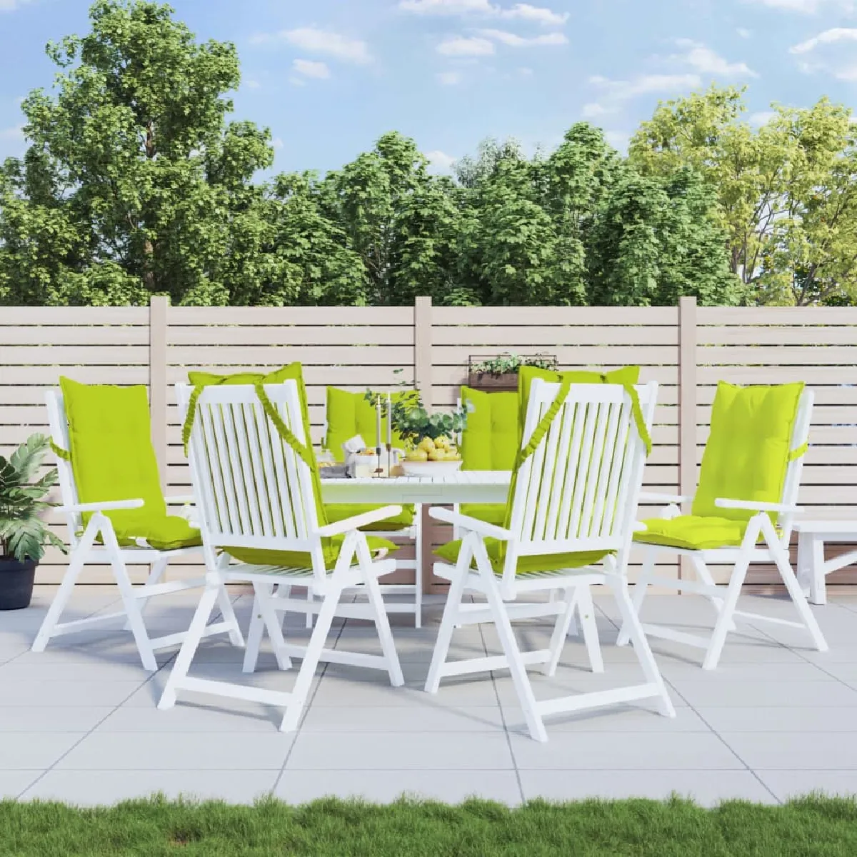 vidaXL Lot de 4 Coussins de Chaise à Dossier Haut Galette de Siège Imperméable Coussin dExtérieur Anti glissement Jardin 377615 - vue 8