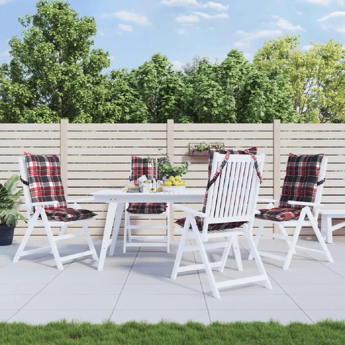 vidaXL Coussins de chaise Carreaux Rouges - vue 3