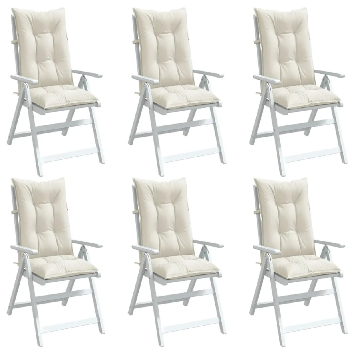 vidaXL Coussins de Chaise à Dossier Haut Lot de 6 Crème - vue 2